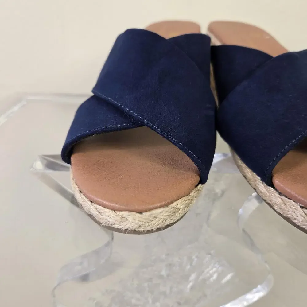Tommy Bahama Shoes Womens Size 7.5 Blue Stacey Wedge Espadrille Sandals Slide